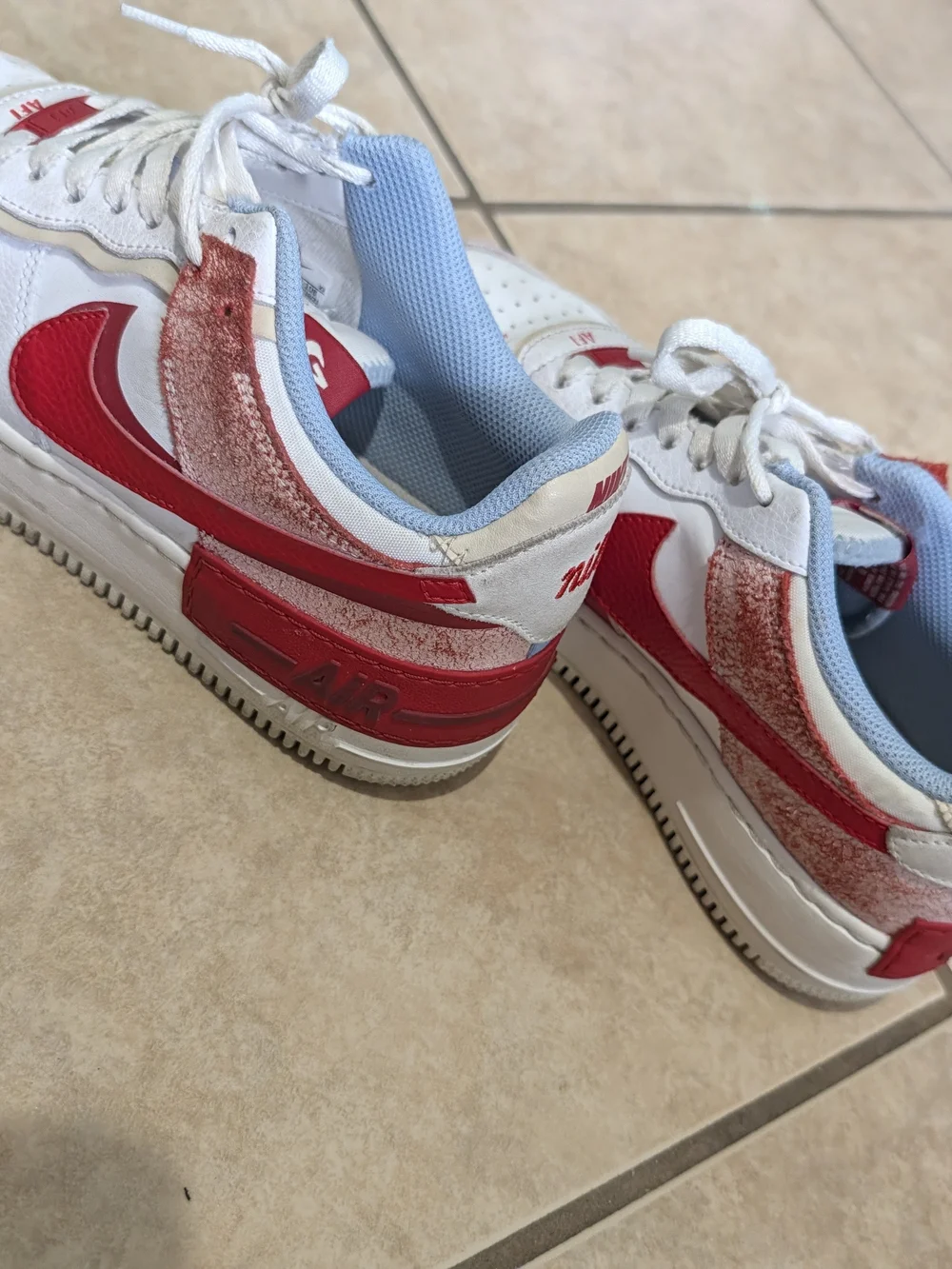 Nike Women's Air Force 1 Low Top Sneakers - White & Red